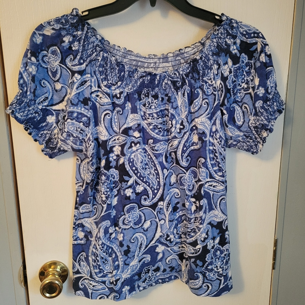 Lauren Ralph Lauren Wide Neck Bandanna Print Tee